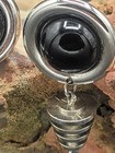 VTG 80s Modernist Silver Tone Tiered Cone Black Dangle Clip On Abstract Earrings — photo 4