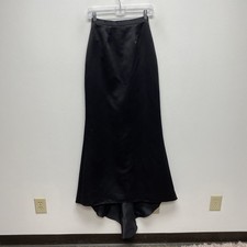 VTG Alfred Angelo Hi Low Maxi Straight Skirt 2 24" Black Floor Length Evening