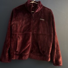 COLUMBIA Fleece Jacket Maroon Youth Size Large Full Zip VSCO Athleisure Comfy