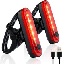 Daytime Visible USB Rechargeable Rear Bike Lights 2-Pack, IPX4, Red