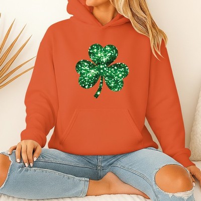 Damen St Patrick Day Hoodie Rundhals Regenbogen Kleeblatt Pullover