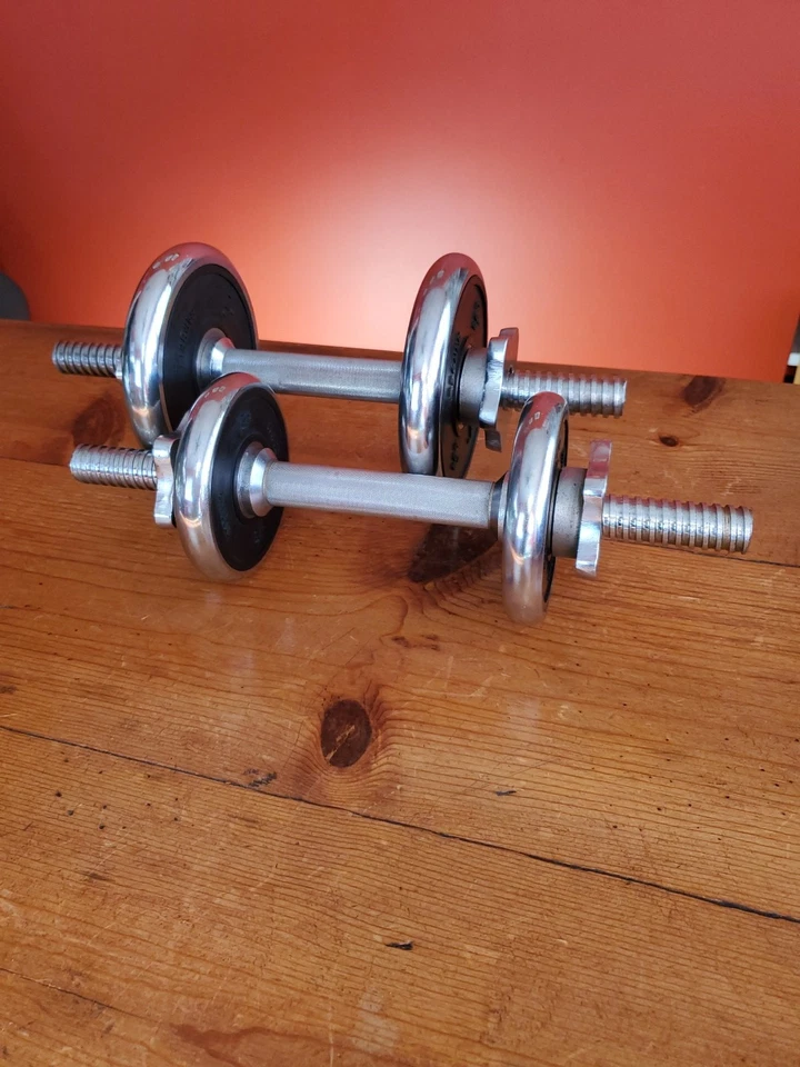 2 Vintage Marcy Chrome Barbells/Dumbbells  10Lb And 5Lb Weight Lifting Workout - Image 3 of 4