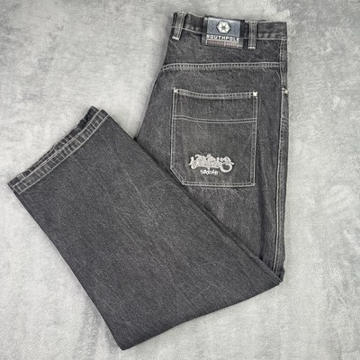 Vintage Southpole Jeans Mens 38 Black Denim Baggy Wide Skater