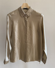 The Row silk beige and black long sleeve stri...