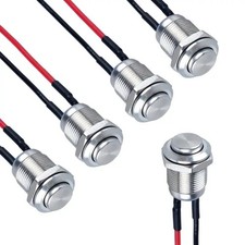 5-Pcs 12 mm Momentary Push Button Switch Waterproof Push Button Switch Round