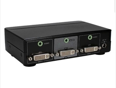 QVS 2 Port DVI Digital Splitter/Distribution Amplifier w/ HDCP and Stereo Audio