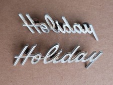 2 Vtg 1950s Oldsmobile Dynamic 88 Holiday Moldings Emblems Script 489571