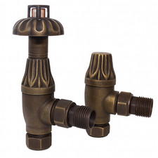 Westminster Thermostatic Radiator Valves Angled Traditional Antique Brass TRV 