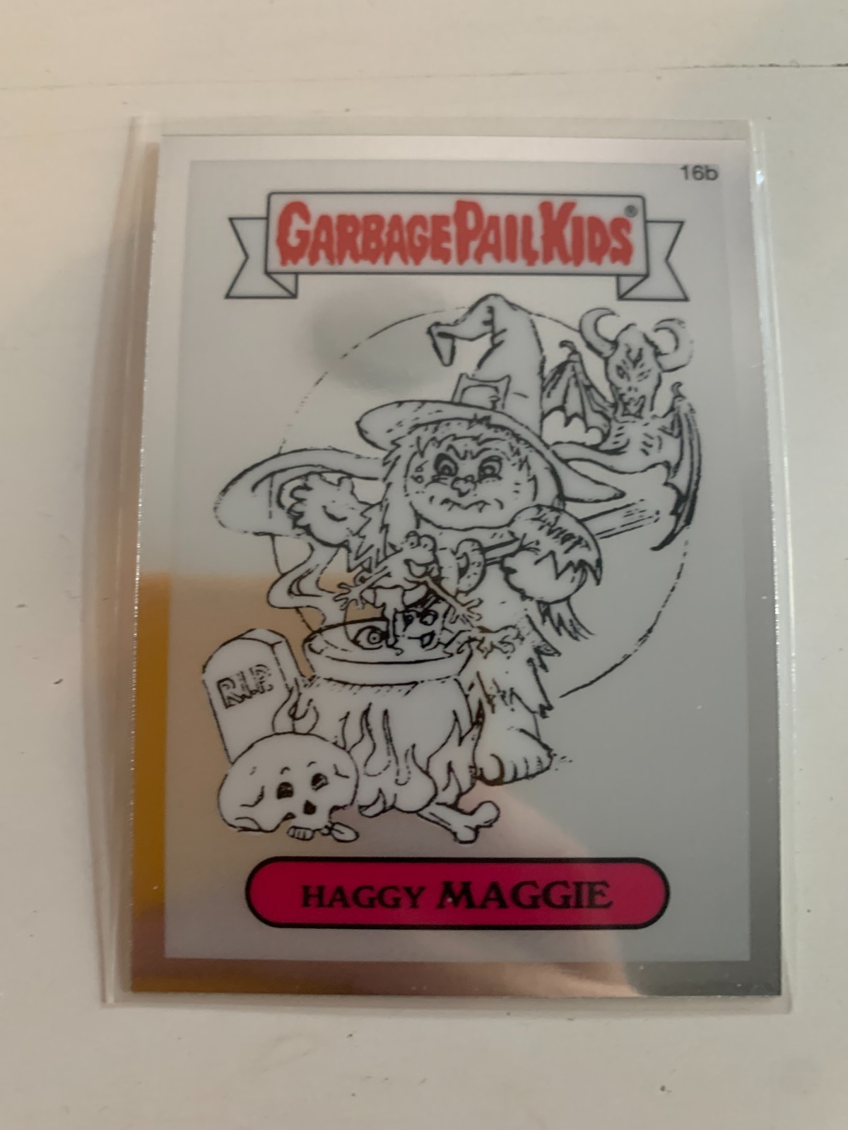 HAGGY MAGGIE 16b - GARBAGE PAIL KIDS CHROME SERIES 1 GPK - Pencil Art