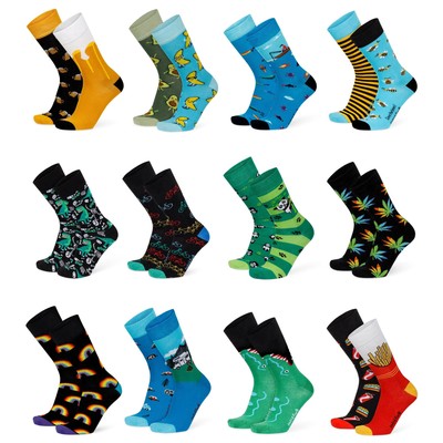 Lustige Motiv Socken aus Baumwolle 2 Paar Bunt Spaß Damen Herren Farbfroh
