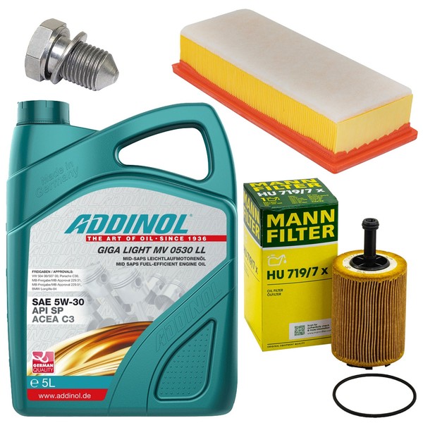 MotoröL Filter Set 5W-30 5 Liter + ÖLablassschraube FüR Audi Q5 A4 A5 2.0 TDI-image
