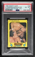 1986 Monty Gum Super Wrestling Stars Arn Anderson & Brett Sawyer #46 PSA 6 01dc