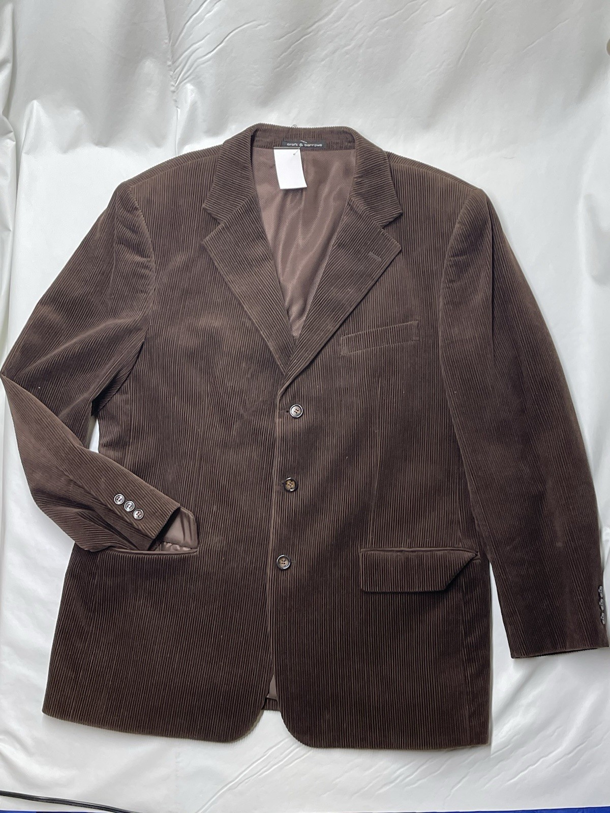 Croft & Barrow Brown Corduroy Blazer Sport Coat Mens 44R 3-Button Cotton Jacket