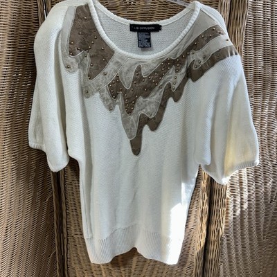 Vintage IB Diffusion Ivory Sweater Snake Skin Print Suede Large 90's Western