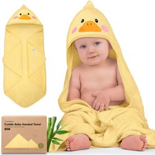 KeaBabies Hooded Baby Towel for Newborn - Viscose Derived Regular 35x35, Duck 