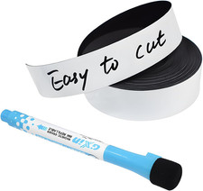 Dry Erase Magnetic Tape Roll 2" x 10 Feet, Reusable Magnetic Labels for Whiteboa