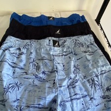 Nautica Men's Boxer Shorts 3 Piece L Spinner Blue Peacoat Tropical Cotton Woven
