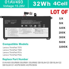 LOT 01AV493 Battery For Lenovo ThinkPad T570 T580 P51S P52S 00UR890 00UR891 32WH