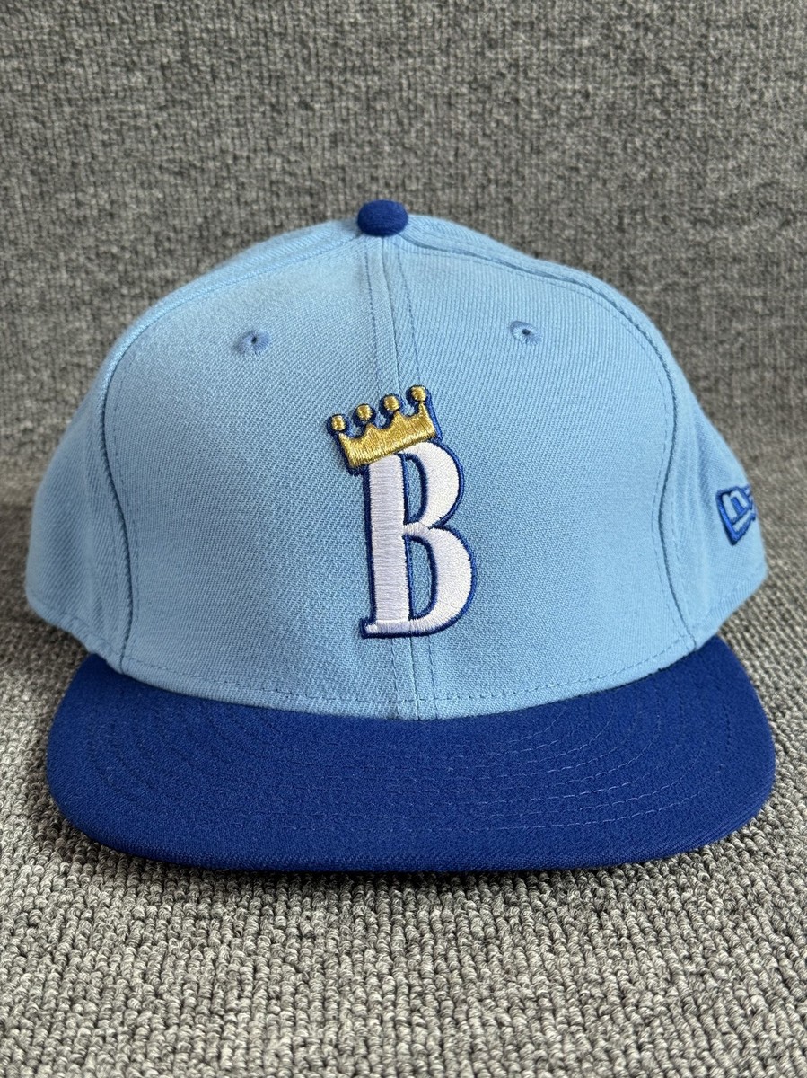 New Era 59FIFTY Fitted Hat Cap Light Blue Crown Royal Blue Brim Size 8