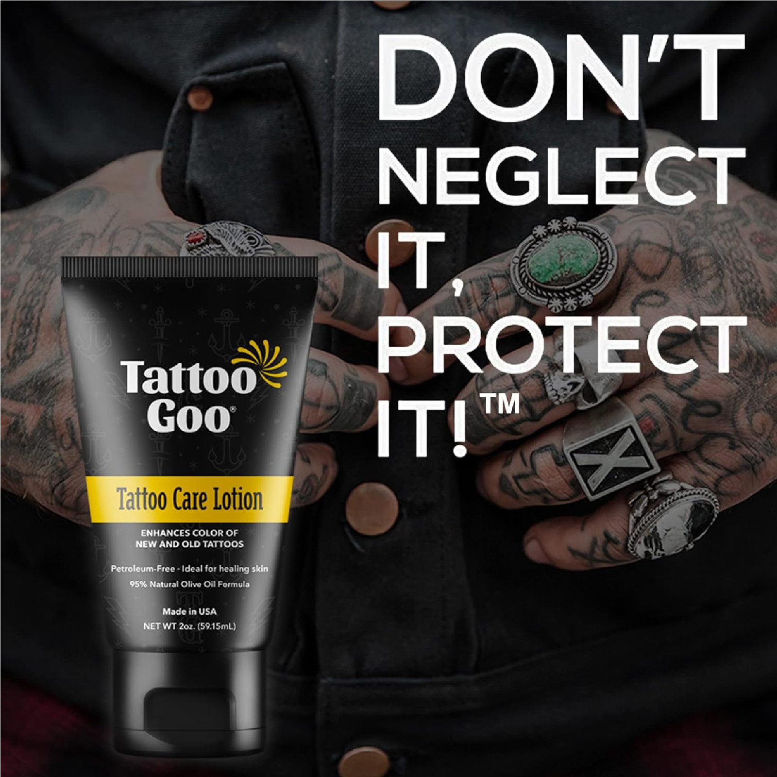 Tattoo Goo Aftercare Lotion Soothing, Color Brightening Skin Moisturizer -