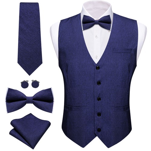 Men's Tuxedo Vest & Bowtie/Necktie Set, Classic Formal Waistcoat Paisley Floral - Picture 9 of 224