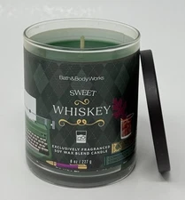 1 BATH & BODY WORKS SWEET WHISKEY SCENTED CANDLE SINGLE WICK 8OZ SOY WAX BLEND