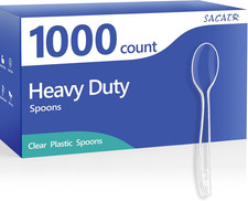 1000 Pack Clear Plastic Spoons Heavy Duty Disposable BPA-Free Bulk Cutlery