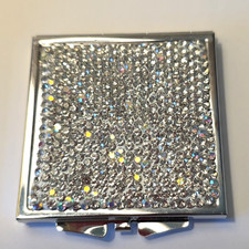 Super Cute Rhinestone Mini Square Folding Pocket Vanity Mirror - NEW