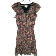 Ivy Lane Boho Print Chiffon tiered Dress Sz Small