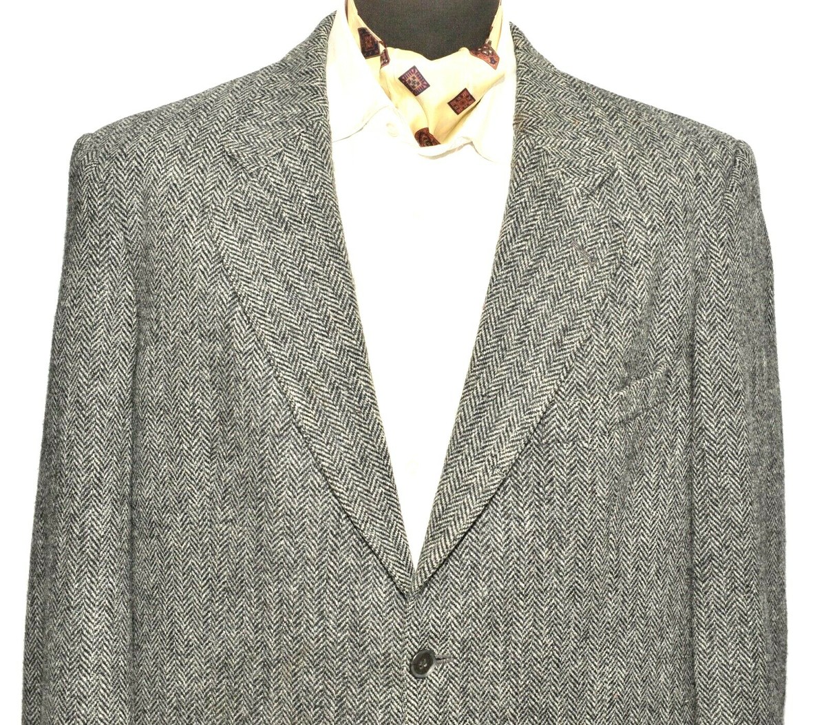 Emidio Tucci El Corte Ingles Handwoven Herringbone Tweed Black White Jacket  46 R