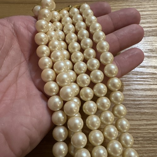 Vintage Yves Saint Laurent YSL Faux Pearl Rhinestone Gold Tone Necklace 18” - Picture 7 of 10