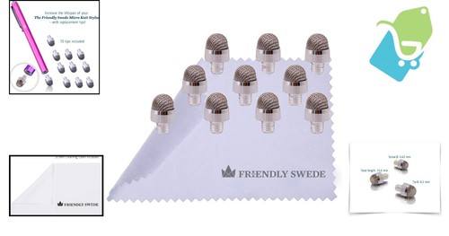 Durable Touch Screen Stylus Tips - 10 Replacement Fine Tips with Cleaning Cloth - 第 2/6 張圖片