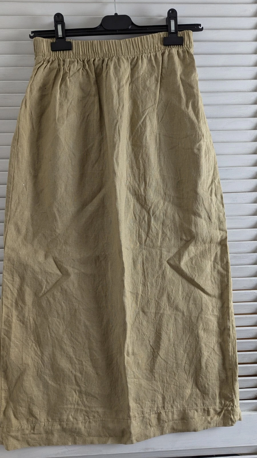 VTG Hot Cotton by Marc Ware 100% Linen Beige Skirt sz Small Straight W26 L33