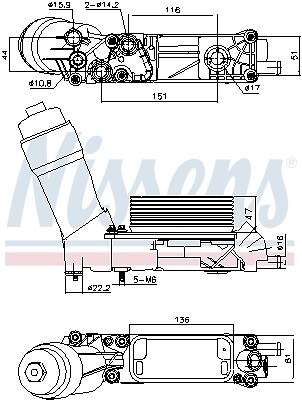 NISSENS 91335 Oil Cooler, engine oil for CHRYSLER DODGE JEEP