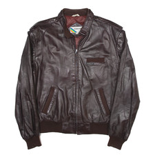 Members Only Womens Biker Jacket Brown Leather L
