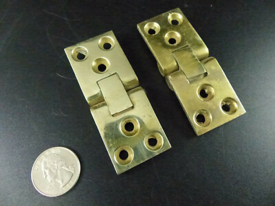 2 Vintage Butler Tray Table Hinges-Solid Brass ~ Non-Spring 3'' x 1 3/16''