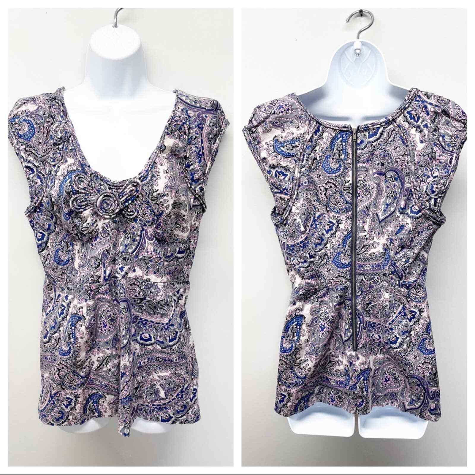 Plenty by Tracy Reece Paisley Floral Sleeveless Blouse Size 10