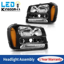 For Chevy Trailblazer 2002-2009 Black Housing Headlights Headlamps Amber Lamps