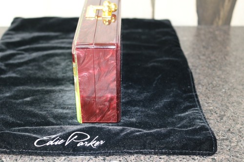 NEW EDIE PARKER ACRYLLIC PEARLY GLITTER STRIPED BOX CLUTCH PURSE EVENING BAG - Picture 3 of 8
