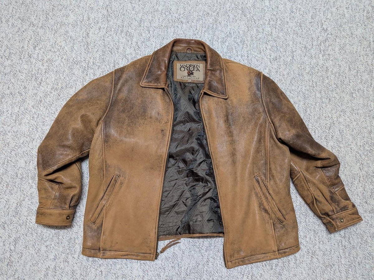 【殿】90s vintage leather jacket brown Vintage 90s Distressed Leather Jacket Brown Moto Style Oversized