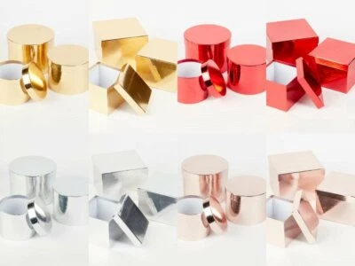 Cajas de sombreros forradas de brillo floristería OASIS® juegos de 3 chioce de 4 colores regalos hogar