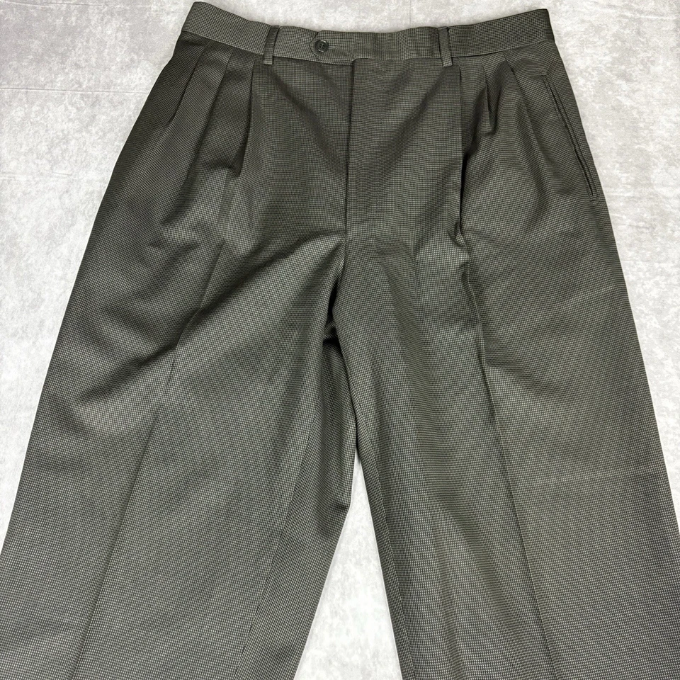 Pantalones Pal Zileri Para Hombre 34 Gris Marrón Rayón Lana Sarga Pantalones Italia 34x29.5 Foto 2 de 4