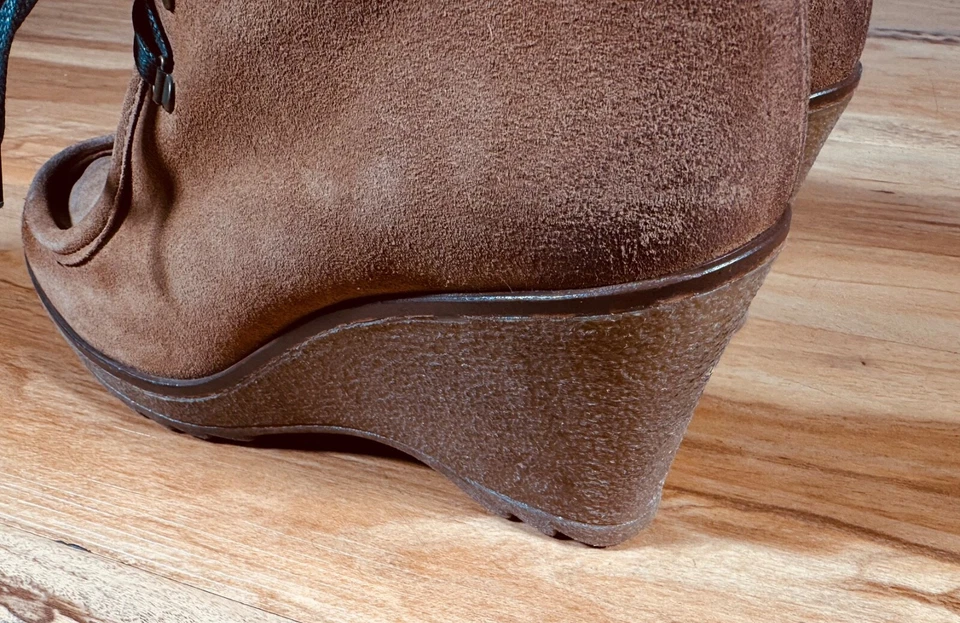 Botas Barneys New York Marrón Gamuza Desbaste Wallabee Tacón Cuña 40 Italia Nuevas sin Caja Foto 4 de 4