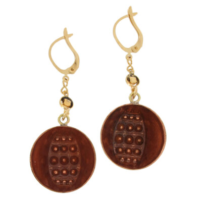 Vintage Luigi Briglia Italy Dangle Drop Earrings Gold Tone Copper 