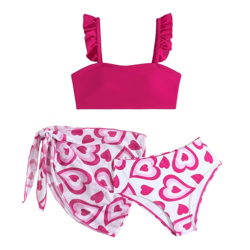 Kids Girls Crop Top With Bottoms Sleeveless Bikini Sport Vest And Skirt Water