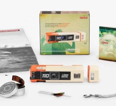 NEW ! Lomography Lomomatic 110 Film Camera & Flash - Golden