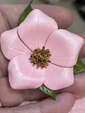 Brooch Pin Handmade Fabric Pink Flower Costume Jewelry Lapel Pin