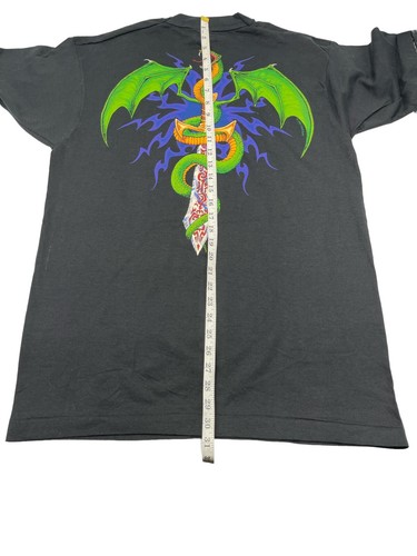 Vintage Deadstock 1994 Liquid Blue Snake Cattle Skull Sword Dragon t shirt sz L - Picture 9 of 10
