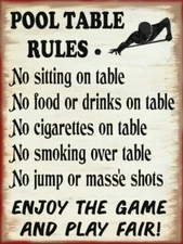 Pool Table Rules Billards Canvas Liquor Bar Pool Man Cave Sign Home Decor 