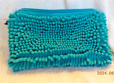 Yoobi Fuzzy Pencil Travel Cosmetic Zip Pouch Teal Blue w Zipper